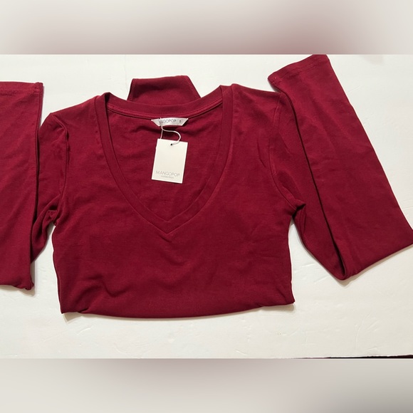 NWT Mango Pop Red V-neck Body Suit Long sleeve Size S - Picture 4 of 5